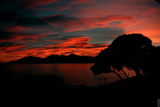 Sunset and mountain view of the French Riviera