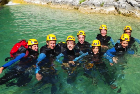 jumping and swimming in the water of the mountains in the French Riviera